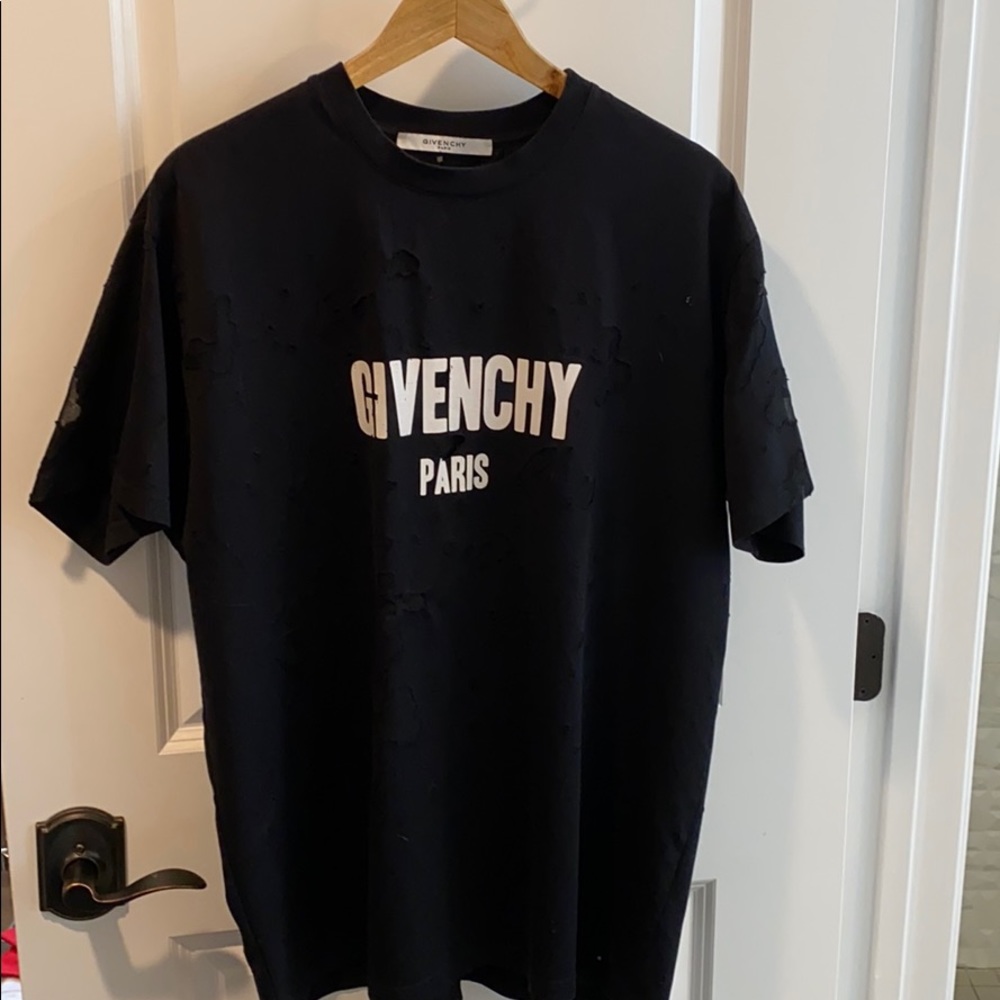 Givenchy Black Distressed Logo T-Shirt